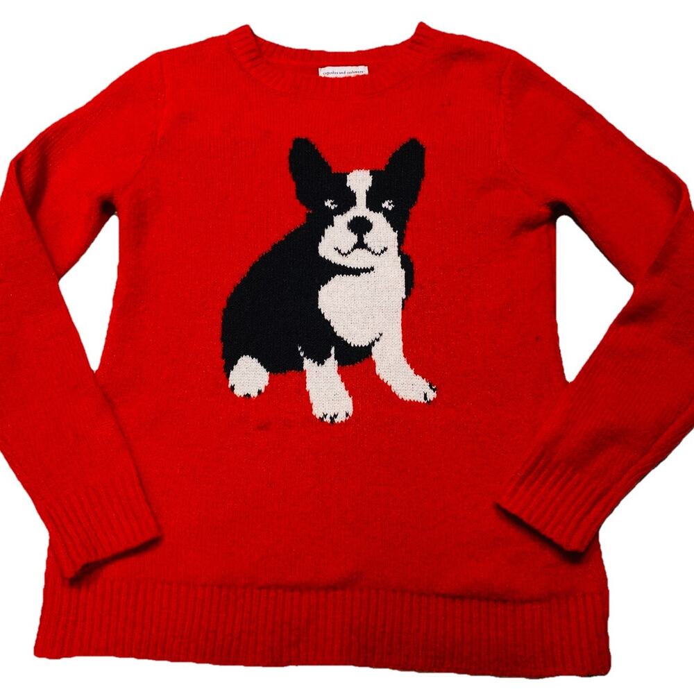 Cupcakes & Cashmere Black White Red French Bulldog Dog Sweater XS